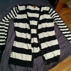 Merona cardigan, navy and white stripes